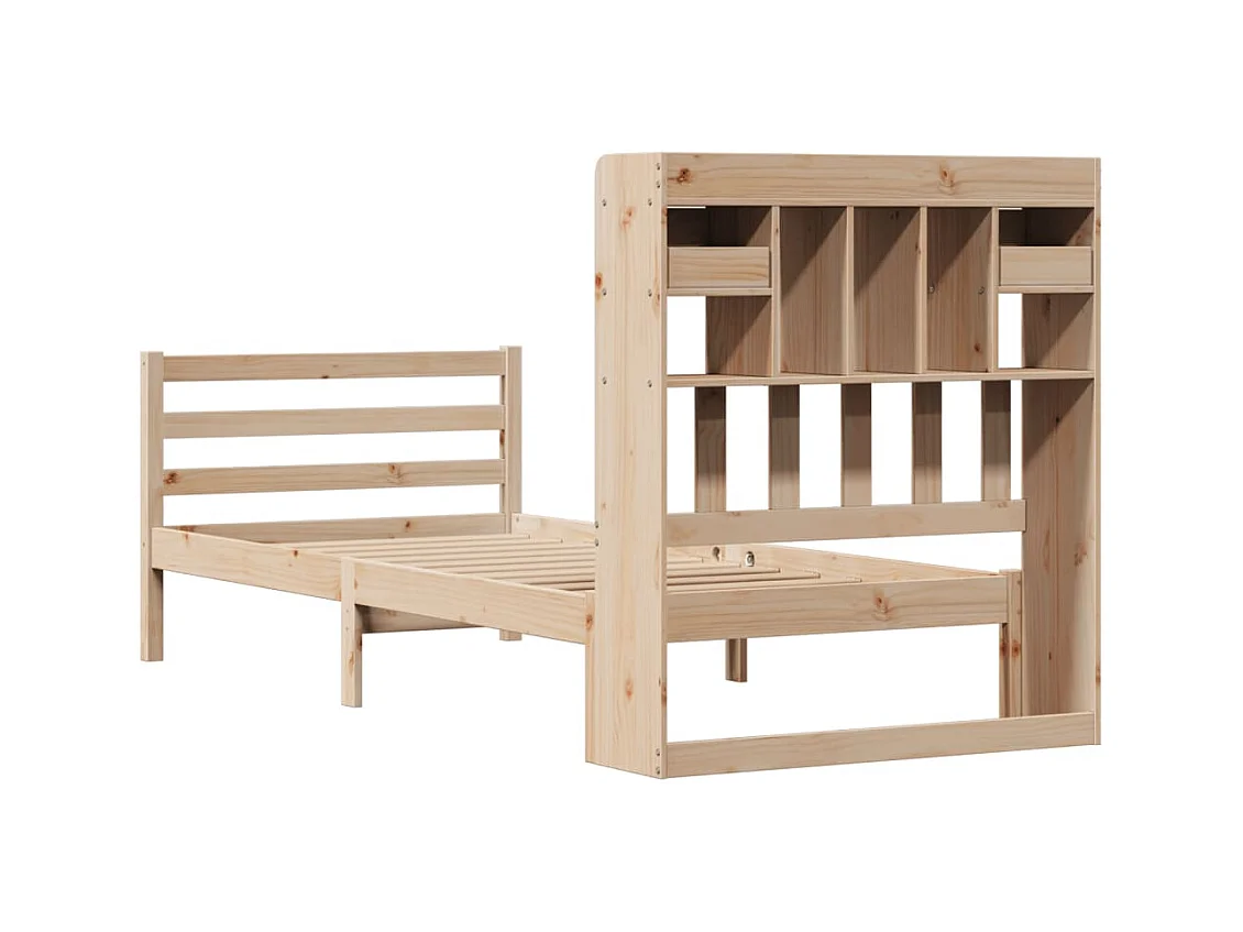 Lit bibliothèque sans matelas 100x200 cm bois massif de pin
