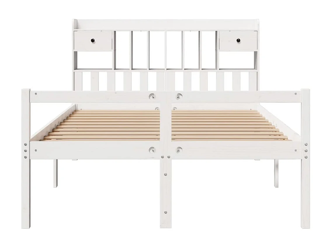 Cama com estante sem colchão 140x190 cm pinho maciço branco