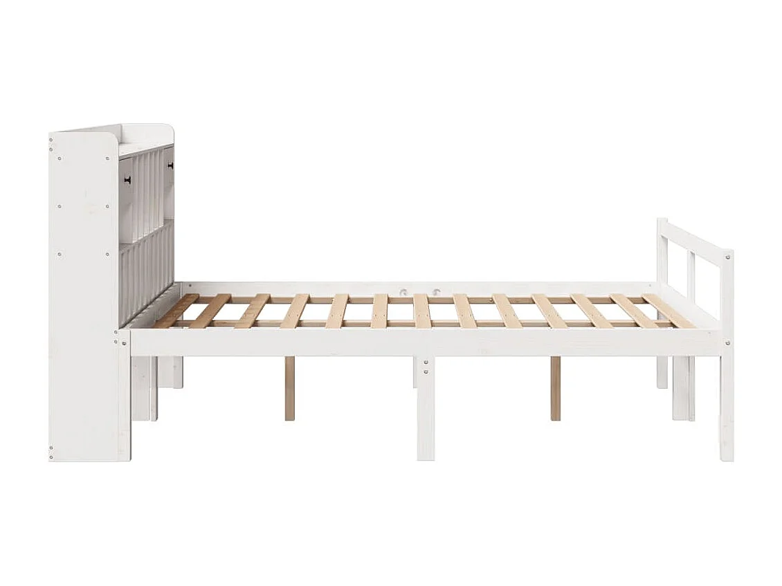 Cama com estante sem colchão 140x190 cm pinho maciço branco