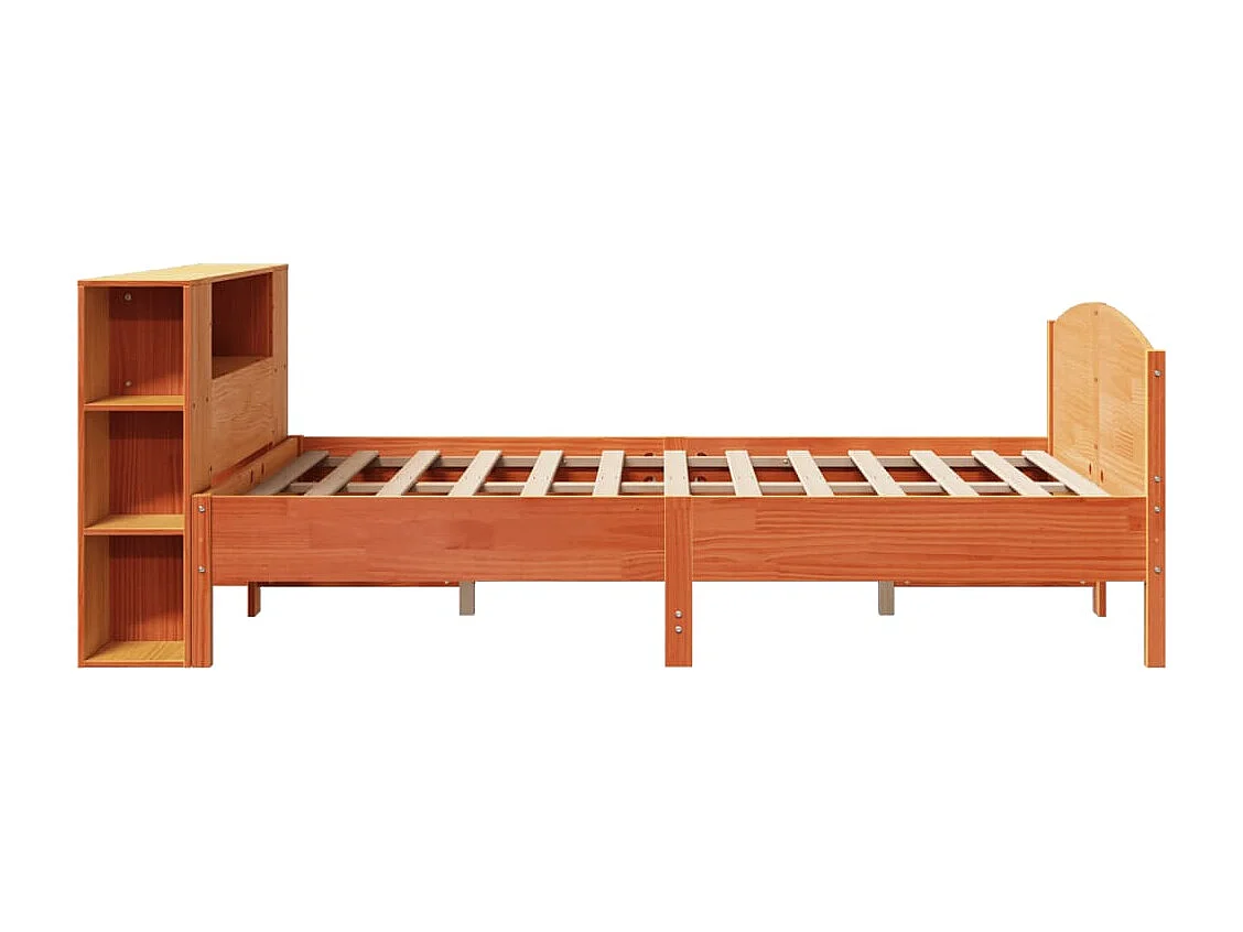 Lit bibliothèque sans matelas cire marron 140x190 cm pin massif