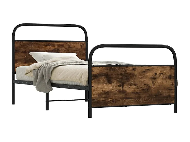 Cadre de lit sans matelas 90x190cm chêne fumé bois d'ingénierie