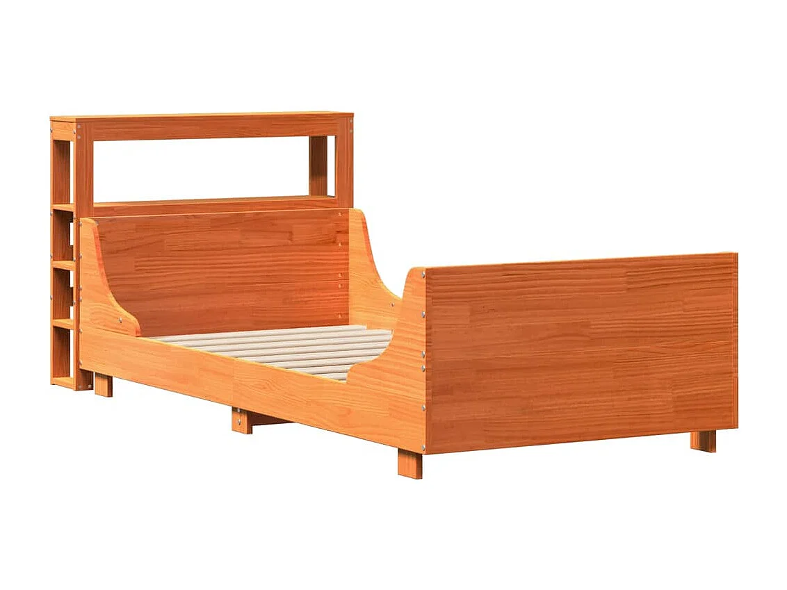 Cadre de lit sans matelas cire marron 75x190 cm bois pin massif