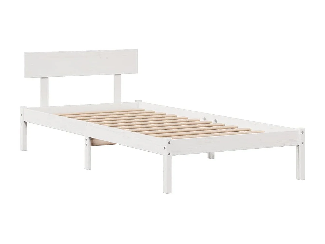 Cama con estantería sin colchón madera maciza blanca 75x190 cm