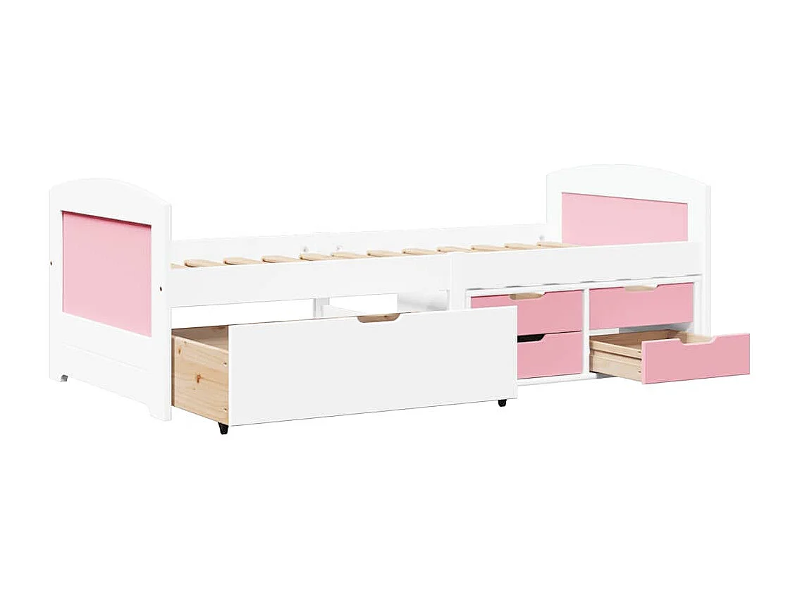 Sofá-cama com 5 gavetas sem colchão 90x200 cm IRUN branco&rosa