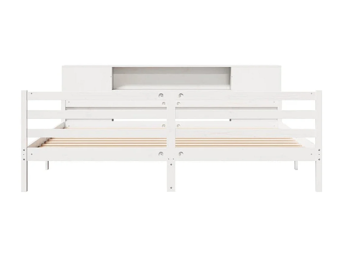 Cama con estantería sin colchón madera maciza blanca 180x200 cm