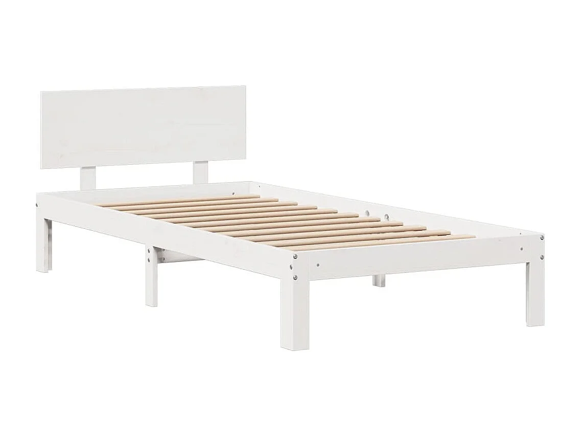 Lit bibliothèque sans matelas blanc 120x190 cm bois pin massif
