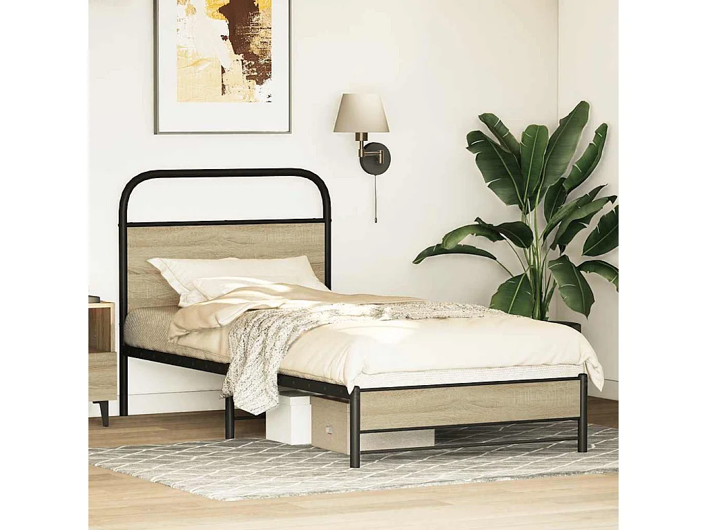 Cadre de lit sans matelas 80x200cm chêne sonoma bois ingénierie