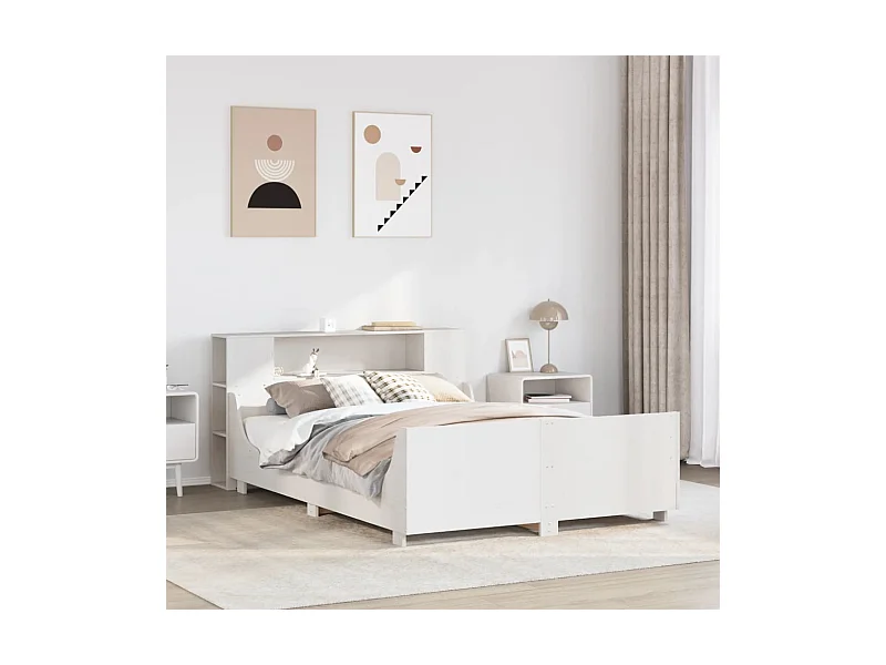 Estructura de cama sin colchón madera de pino blanca 120x200 cm