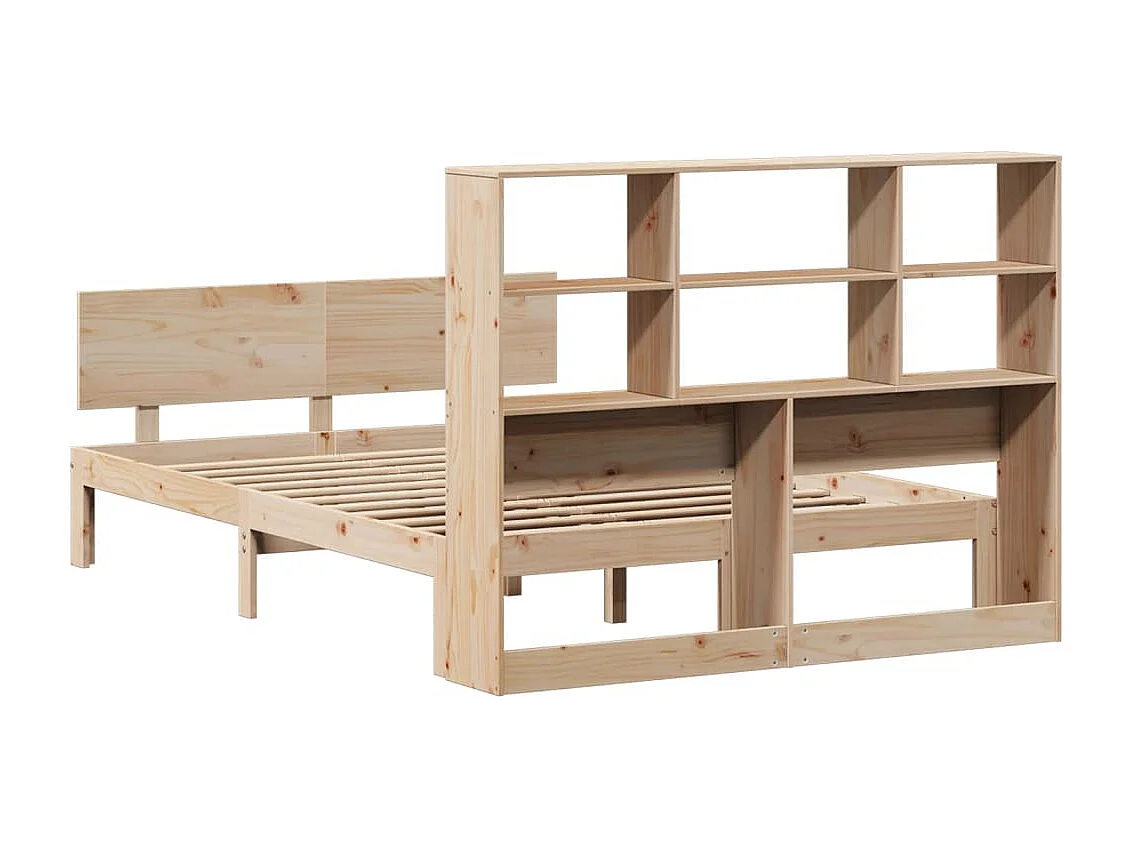 Cama con estantería sin colchón madera maciza de pino 140x190cm
