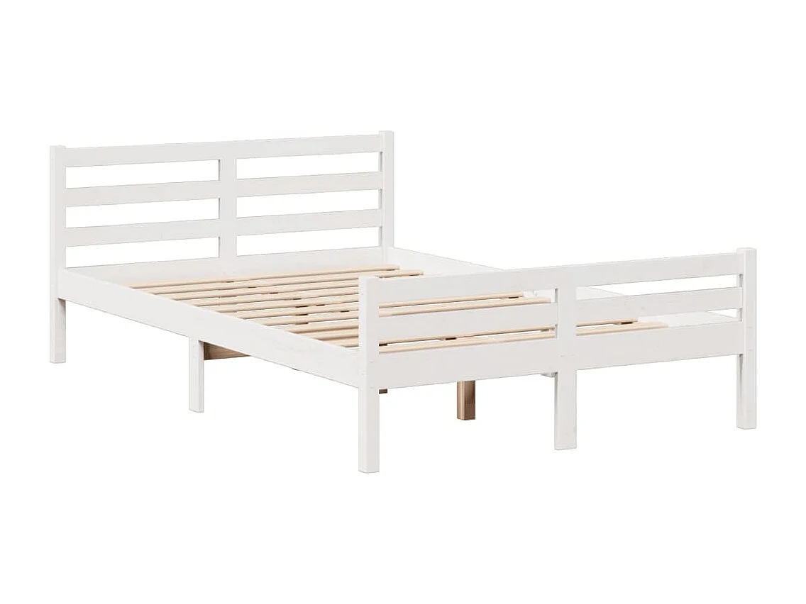Cama con estantería sin colchón madera maciza blanca 135x190 cm