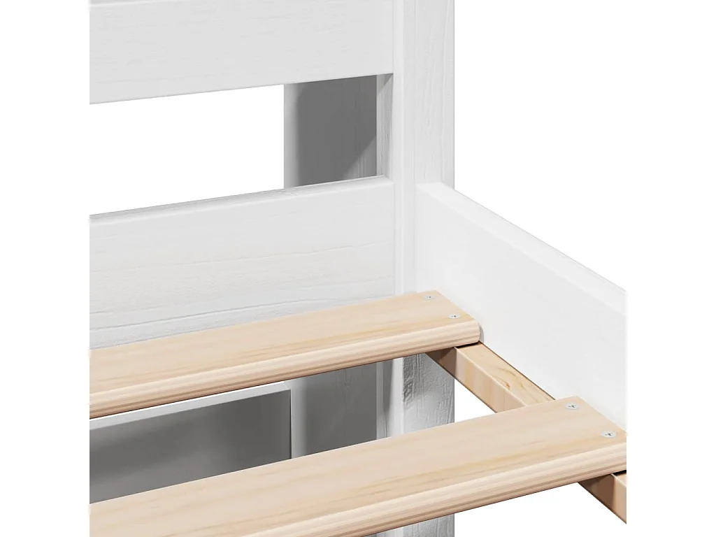 Cama con estantería sin colchón madera maciza blanca 135x190 cm