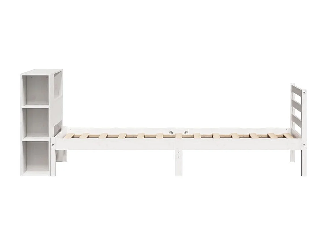 Cama com estante sem colchão 75x190 cm pinho maciço branco