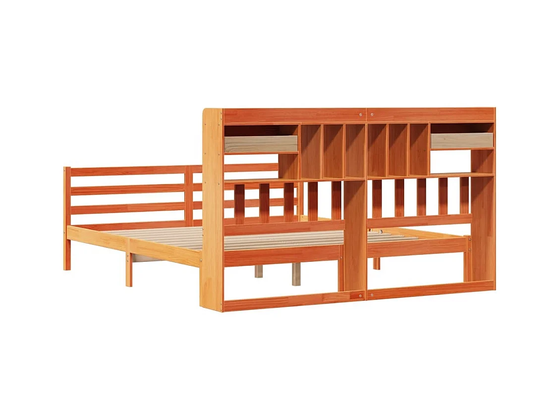 Cama com estante sem colchão 200x200 cm pinho maciço