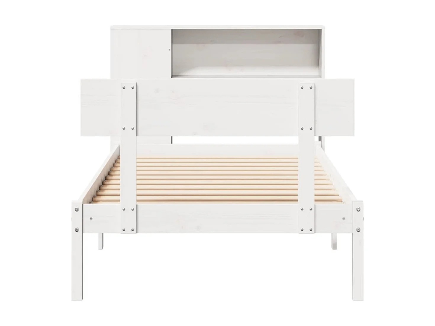 Cama com estante sem colchão 75x190 cm pinho maciço branco