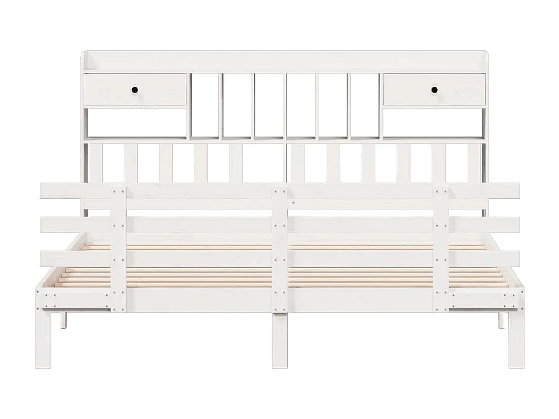Cama com estante sem colchão 180x200 cm pinho maciço branco
