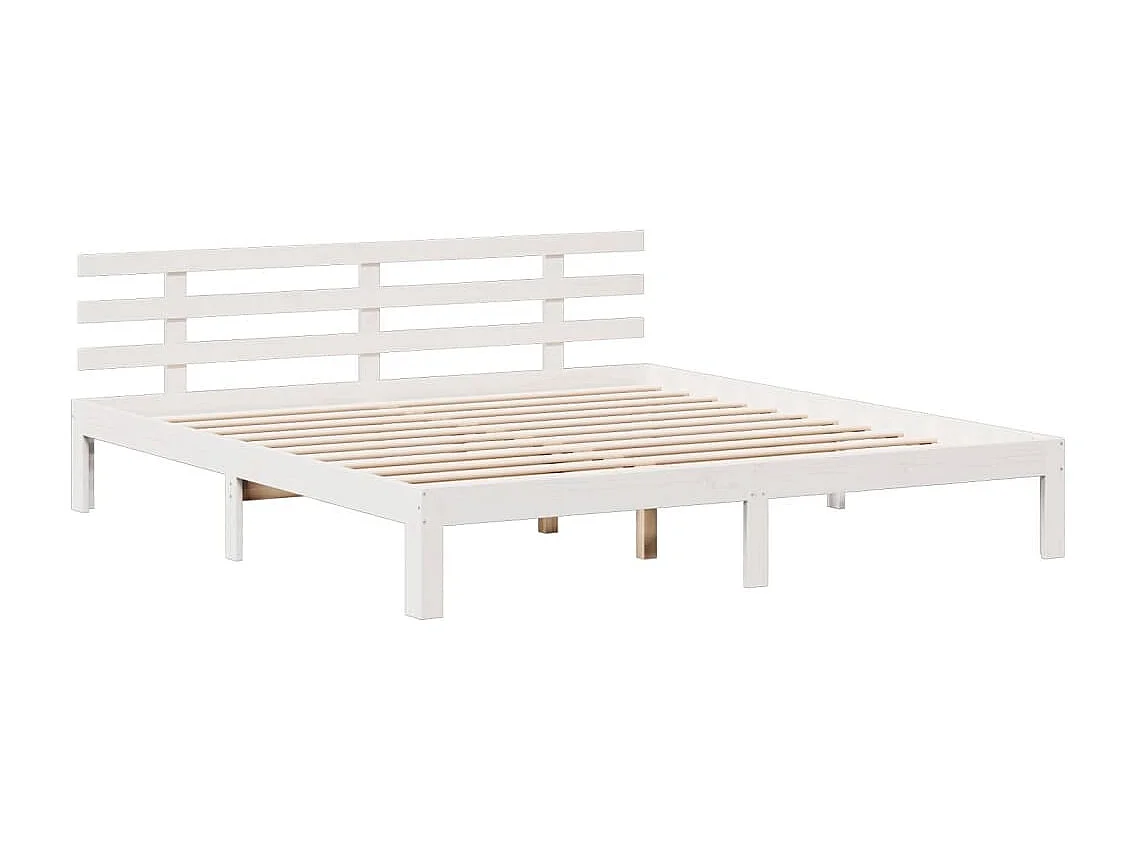 Cama com estante sem colchão 180x200 cm pinho maciço branco