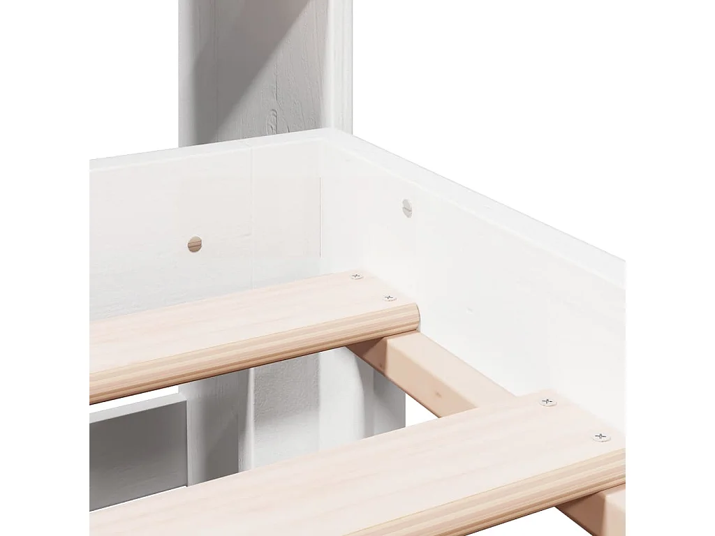 Cama com estante sem colchão 180x200 cm pinho maciço branco