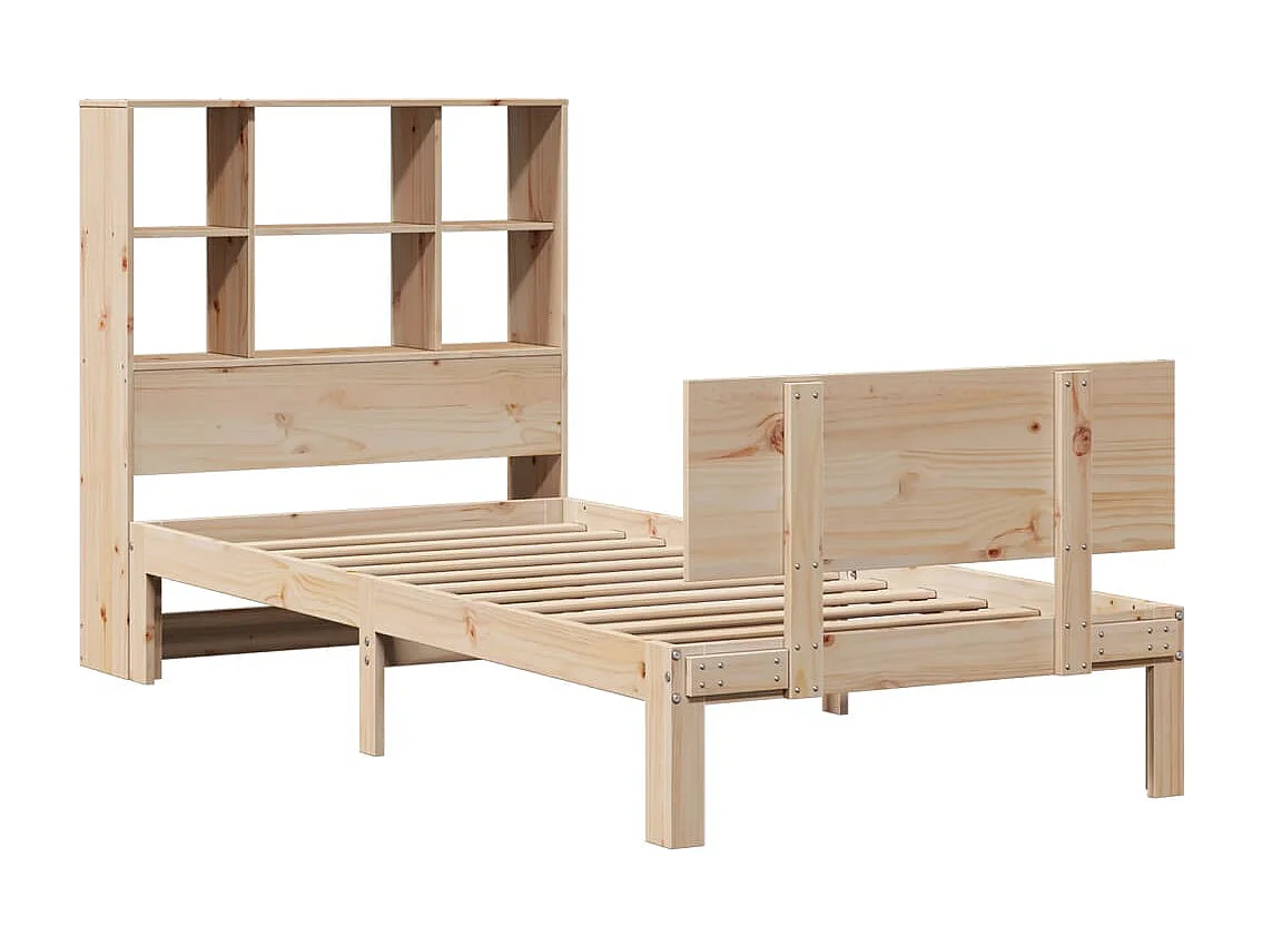 Cama con estantería sin colchón madera maciza de pino 90x190 cm
