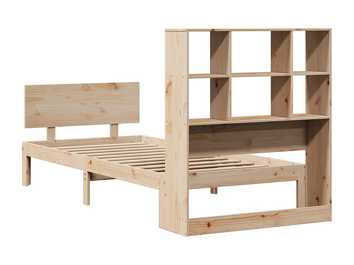 Cama con estantería sin colchón madera maciza de pino 90x190 cm