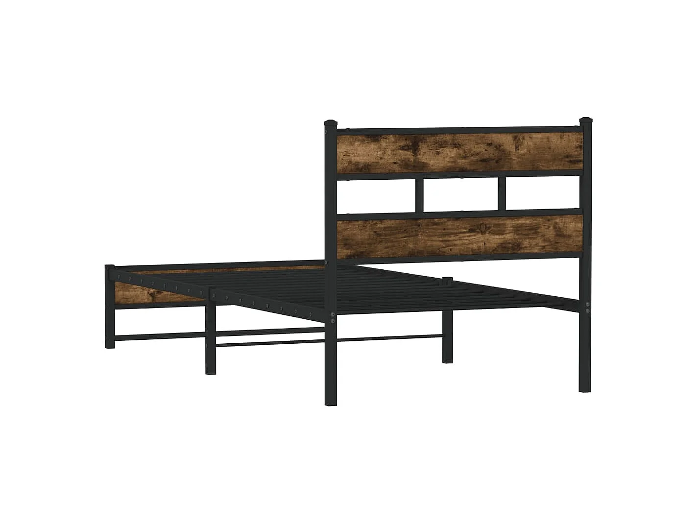 Estructura de cama sin colchón metal roble ahumado 90x190 cm