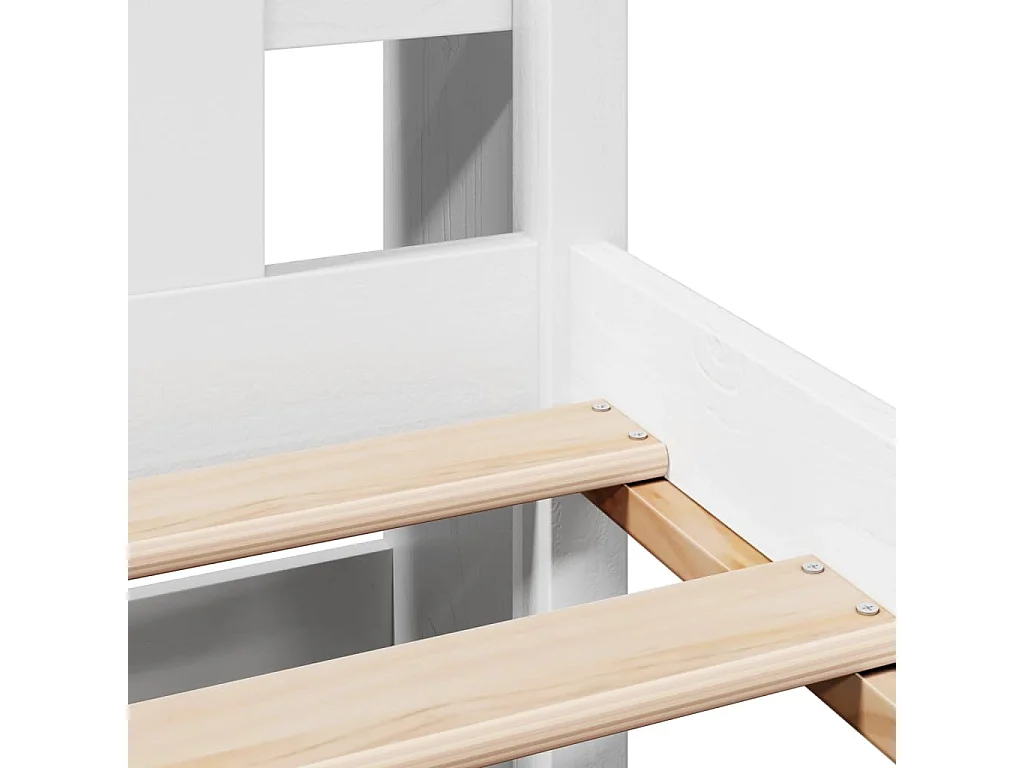 Lit bibliothèque sans matelas blanc 90x200cm bois de pin massif