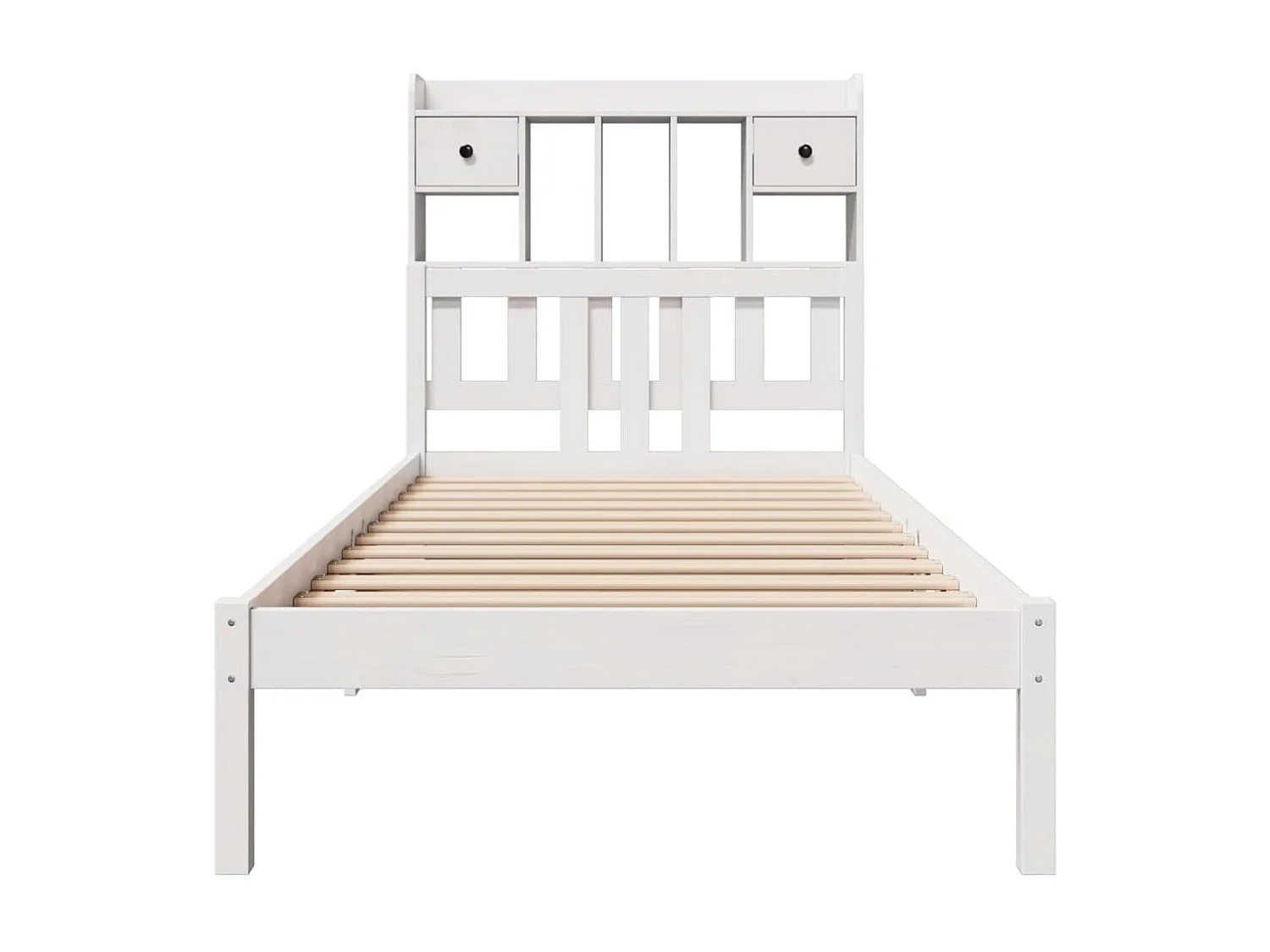Cama con estantería sin colchón madera maciza blanco 90x200 cm