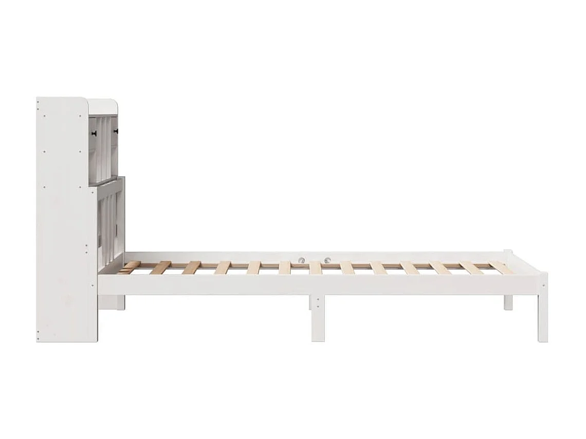 Cama con estantería sin colchón madera maciza blanco 90x200 cm