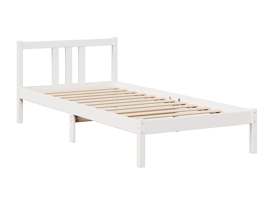 Cama con estantería sin colchón madera maciza blanco 90x200 cm
