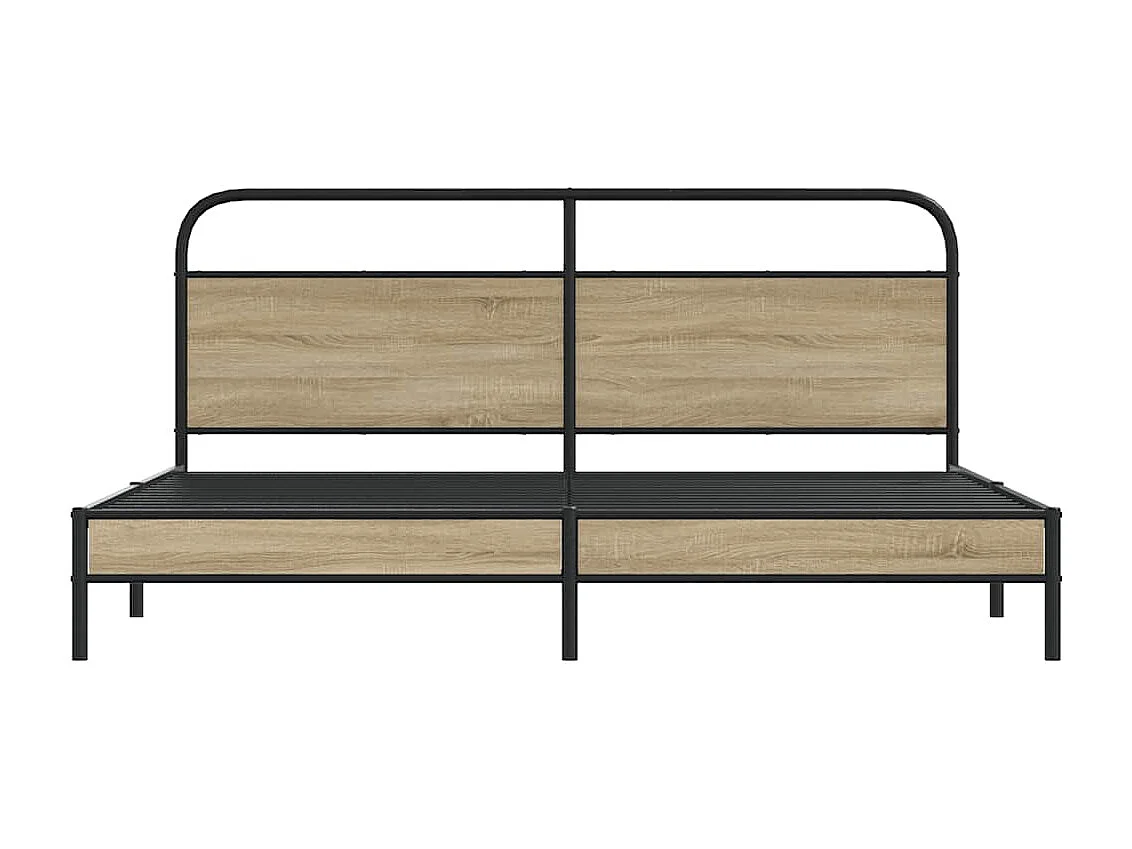 Estructura de cama sin colchón metal roble ahumado 200x200 cm