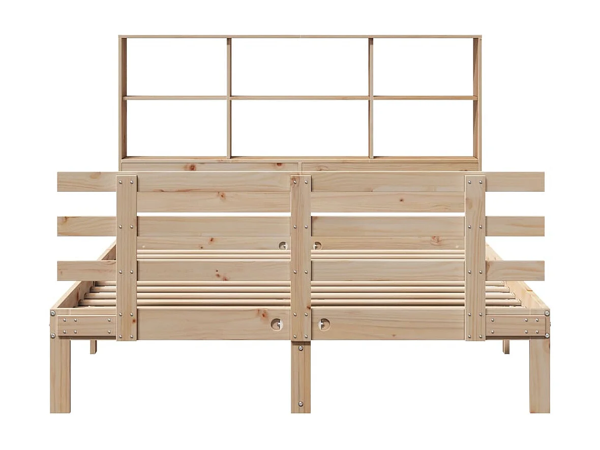 Lit bibliothèque sans matelas 150x200 cm bois massif de pin