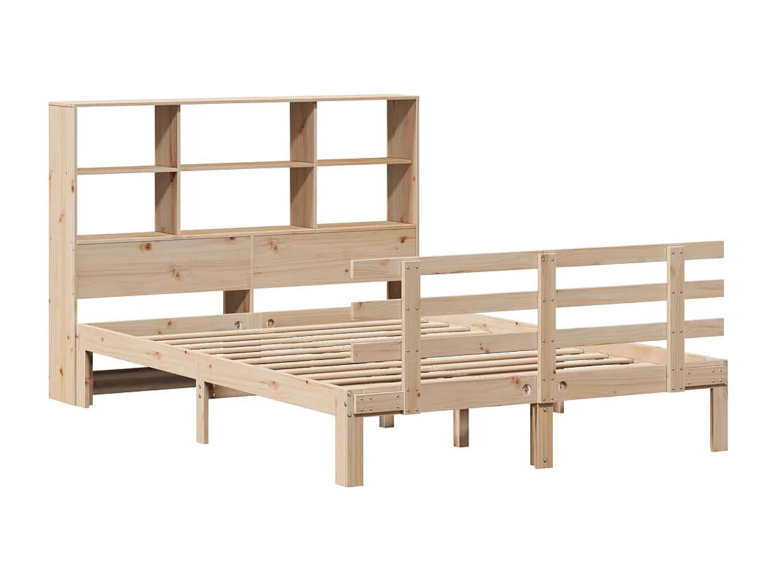 Lit bibliothèque sans matelas 150x200 cm bois massif de pin