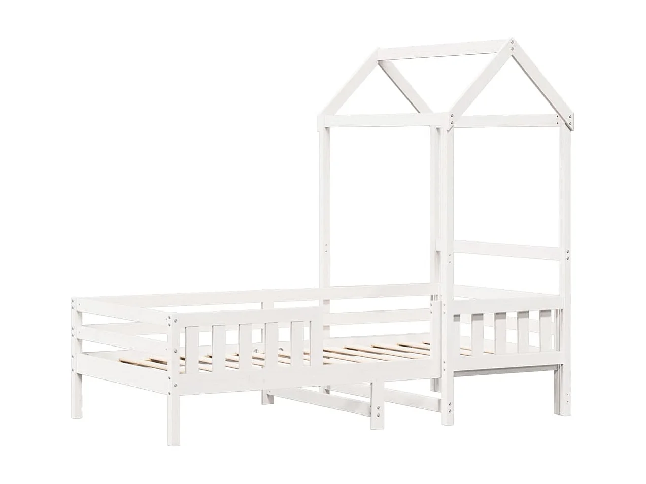 Estrutura de cama com telhado 90x190 cm pinho maciço branco