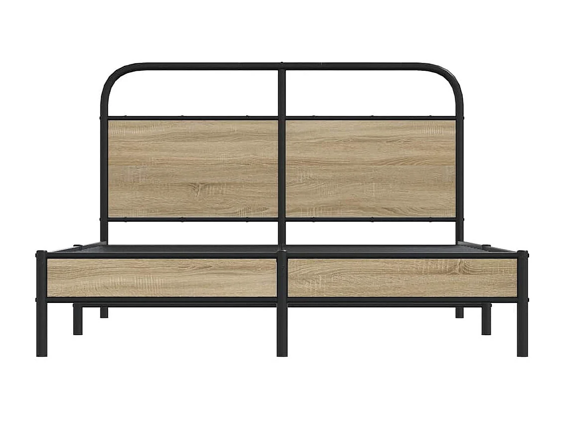 Estructura de cama sin colchón 135x190 cm madera roble ahumado