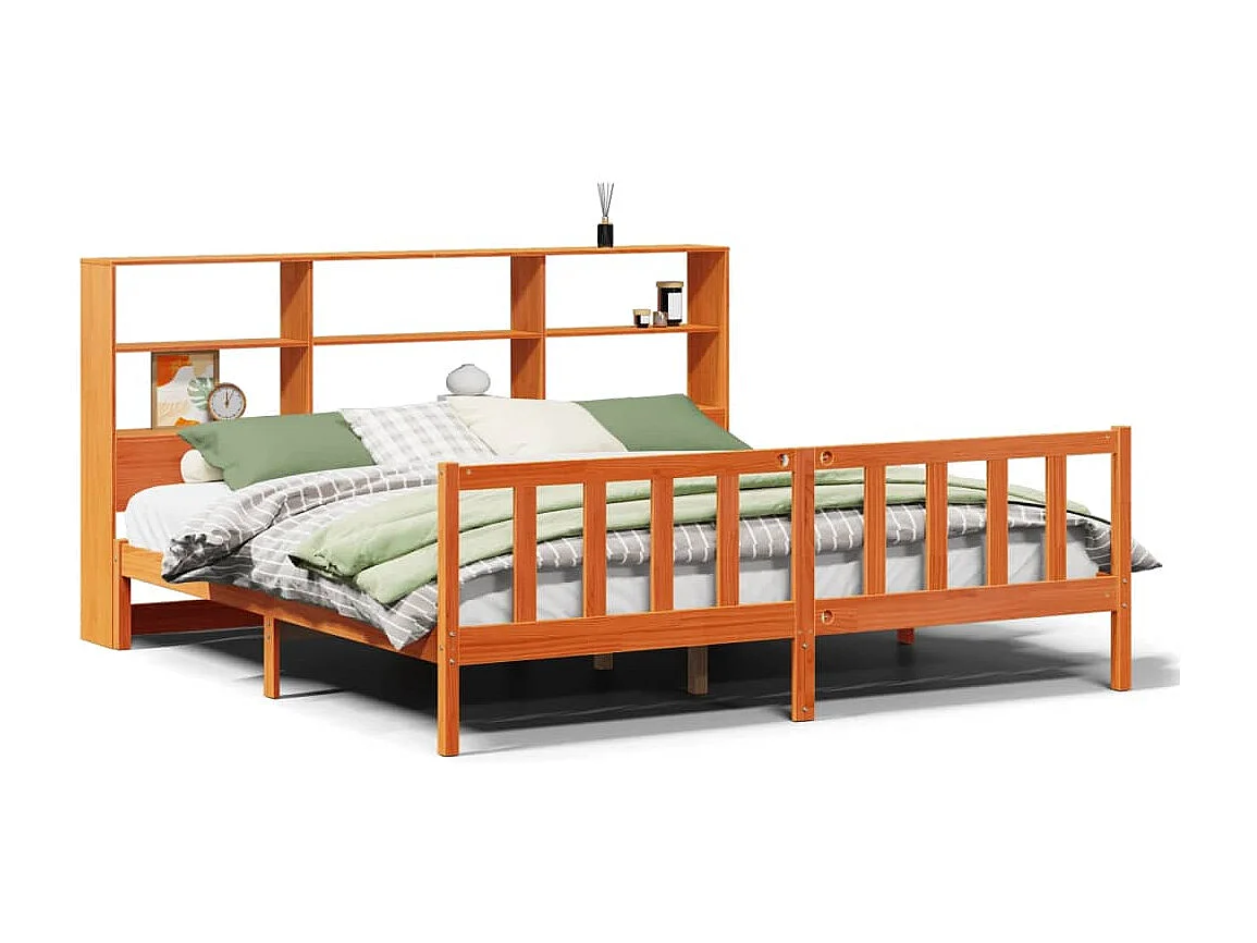 Cama com estante sem colchão 180x200 cm pinho maciço