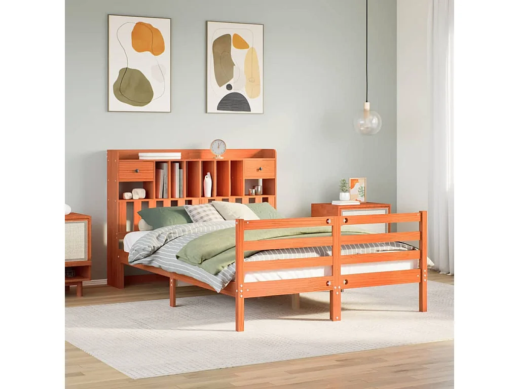 Cama com estante sem colchão 160x200 cm pinho maciço