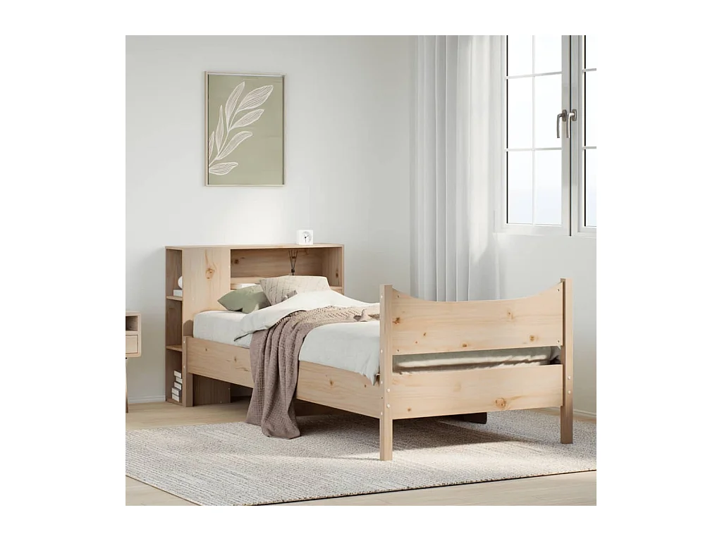 Estructura de cama sin colchón madera maciza de pino 90x200 cm
