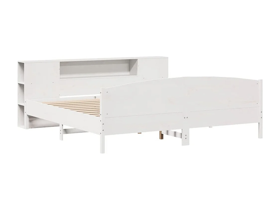 Cama com estante sem colchão 180x200 cm pinho maciço branco