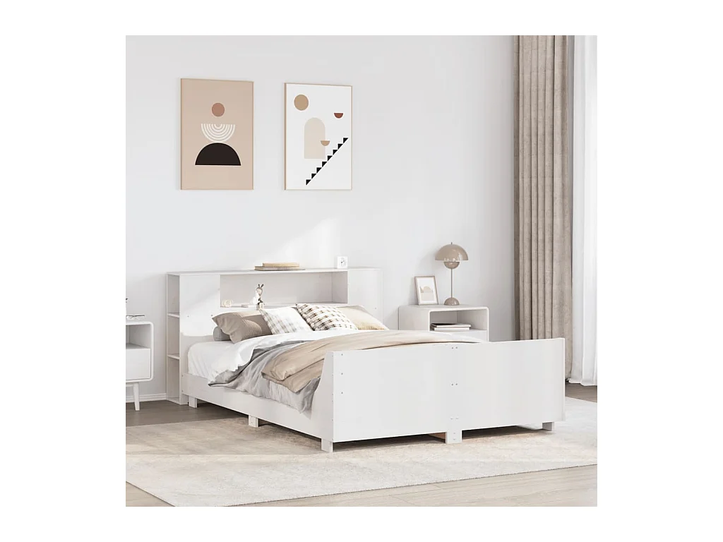 Cadre de lit sans matelas blanc 120x200 cm bois de pin massif
