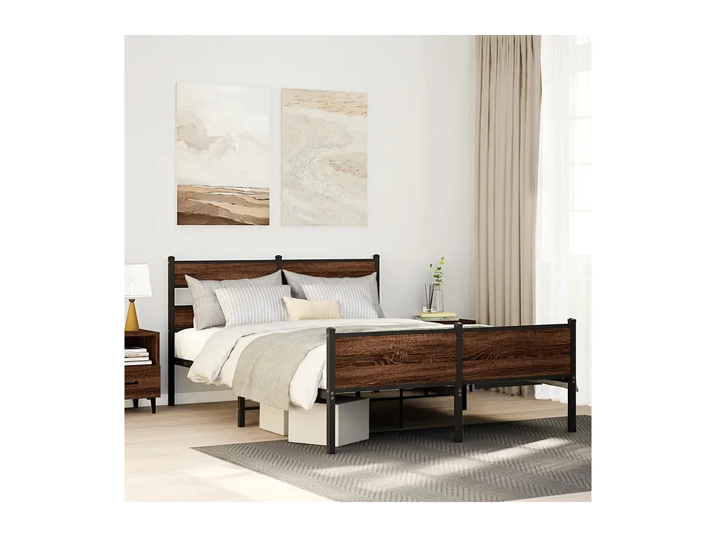 Cadre de lit sans matelas chêne marron 150x200 cm