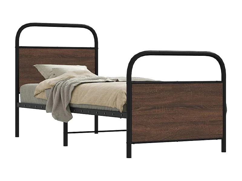 Cadre de lit sans matelas 75x190cm chêne marron bois ingénierie