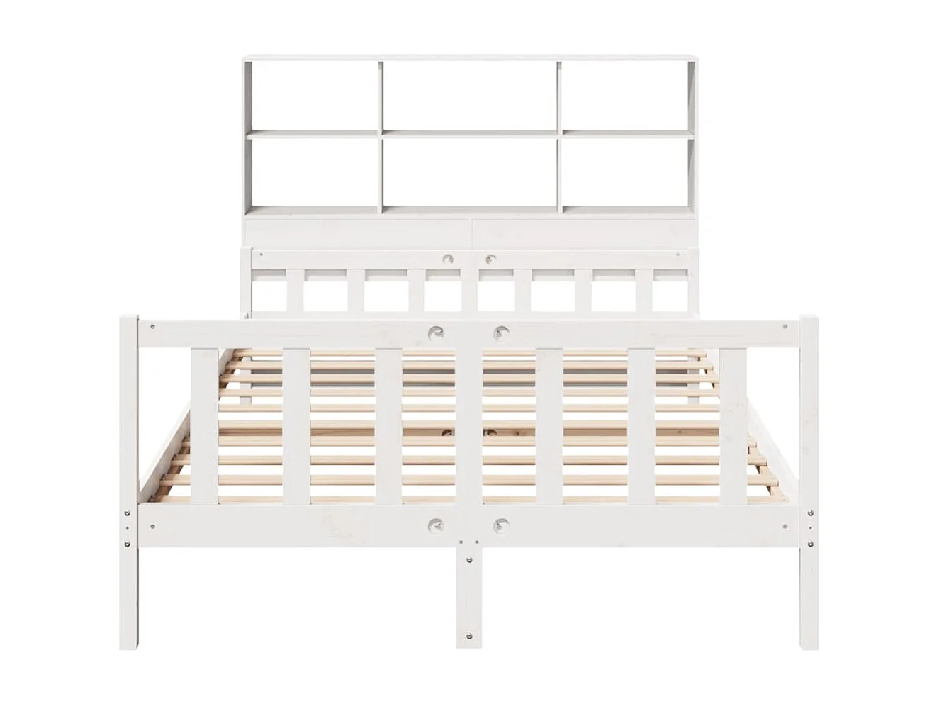 Cama con estantería sin colchón madera maciza blanca 160x200 cm