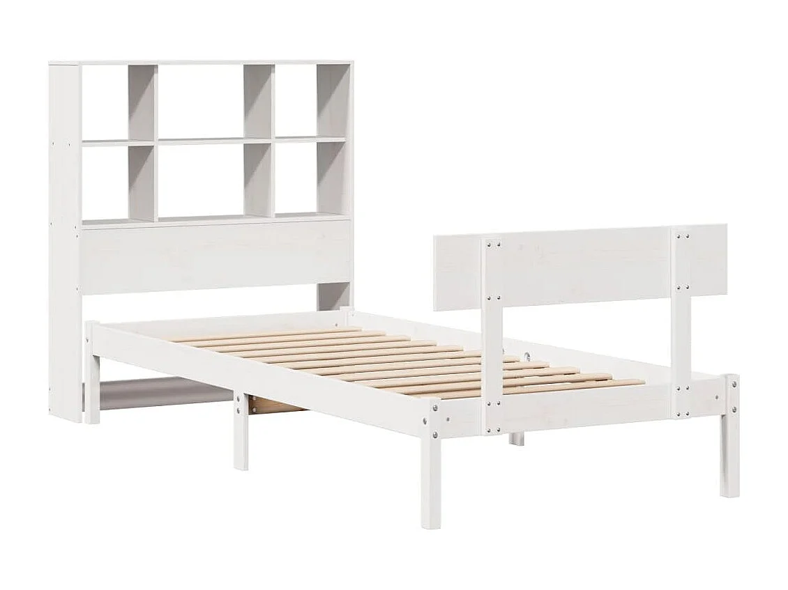 Cama com estante sem colchão 90x190 cm pinho maciço branco