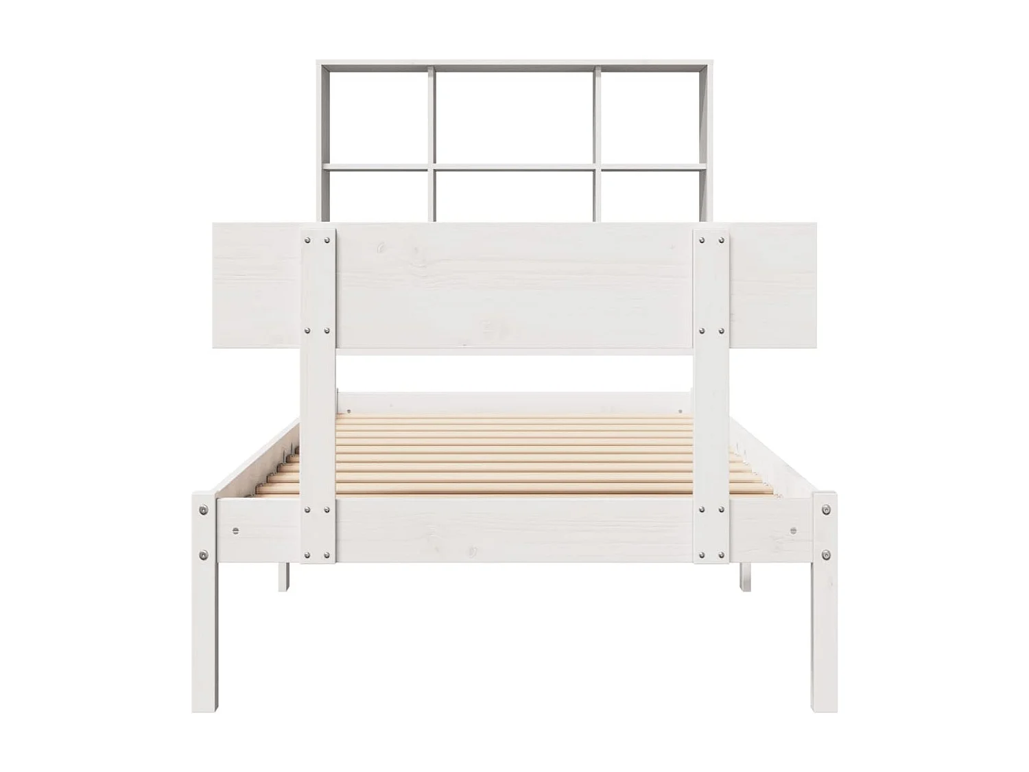 Cama com estante sem colchão 90x190 cm pinho maciço branco