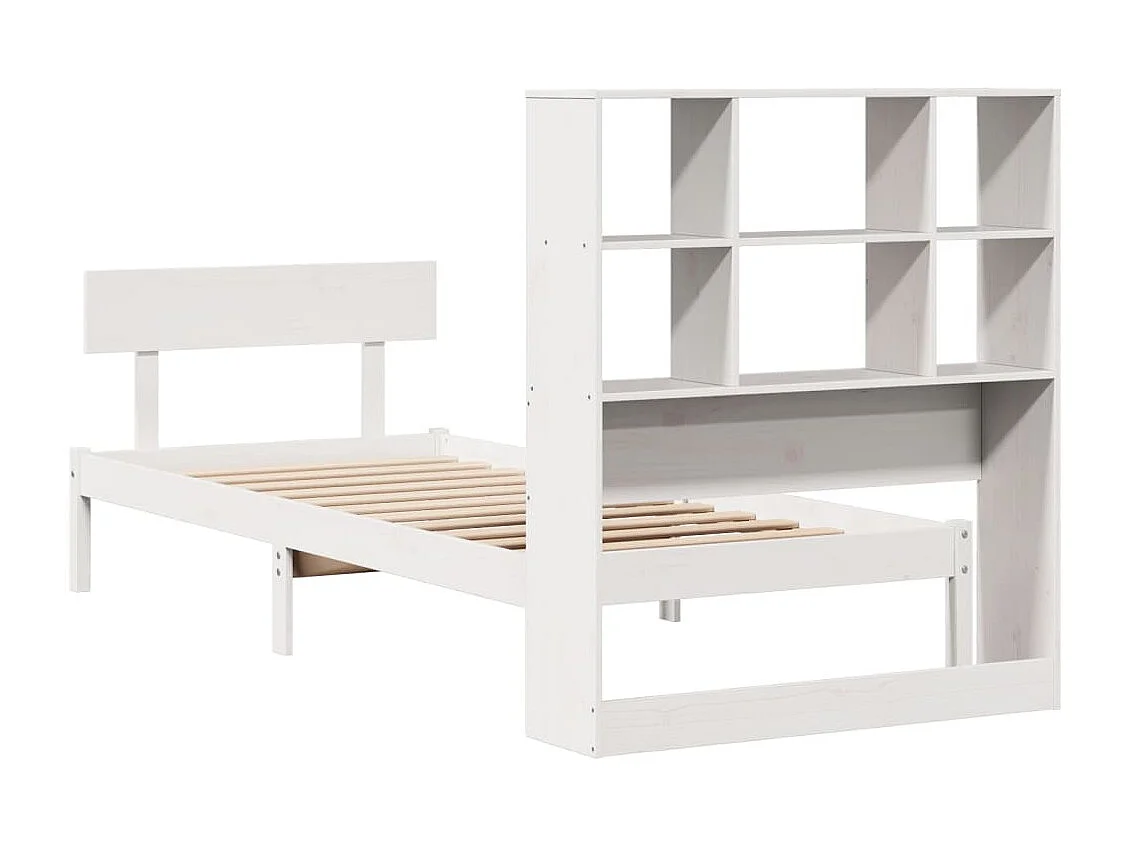 Cama com estante sem colchão 90x190 cm pinho maciço branco