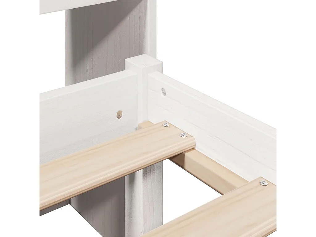 Cama com estante sem colchão 90x190 cm pinho maciço branco