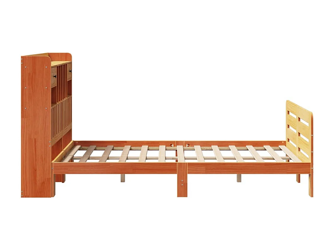 Cama com estante sem colchão 135x190 cm pinho maciço