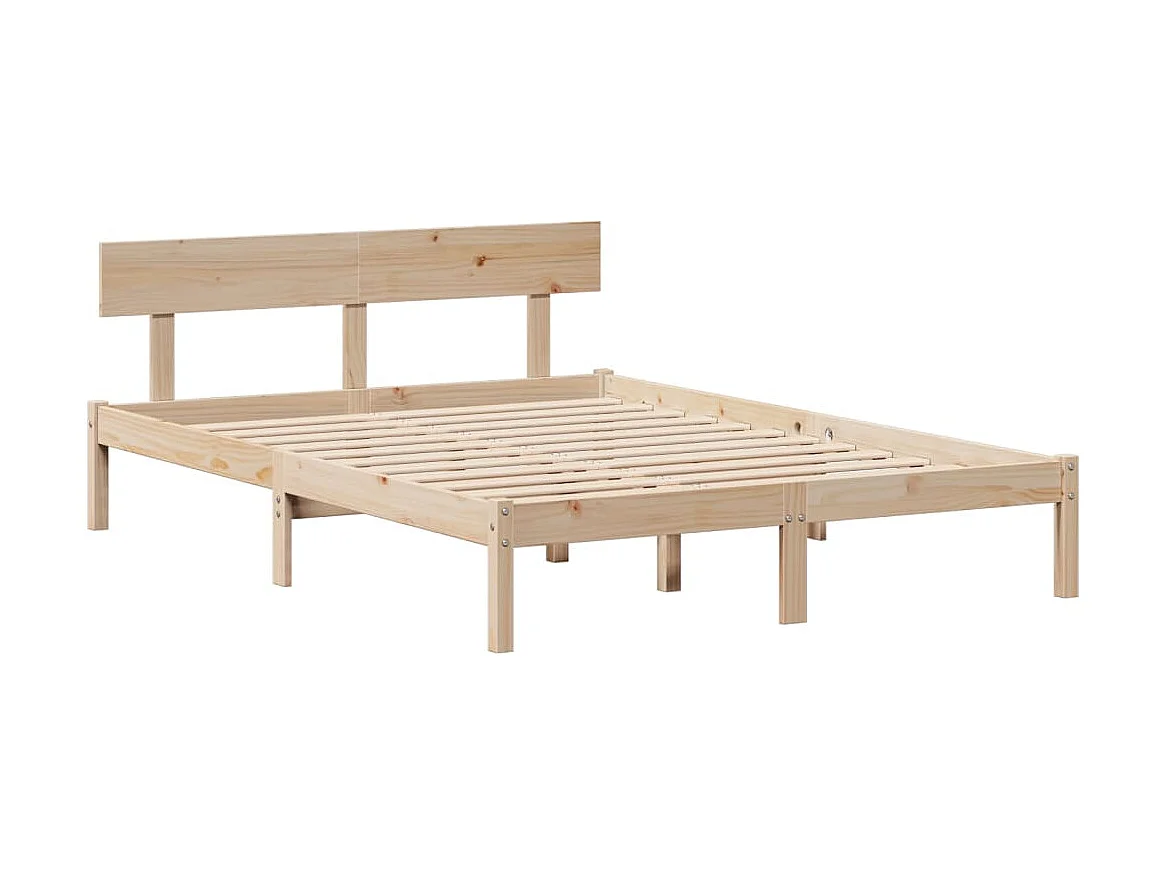 Cama con estantería sin colchón madera maciza de pino 150x200cm