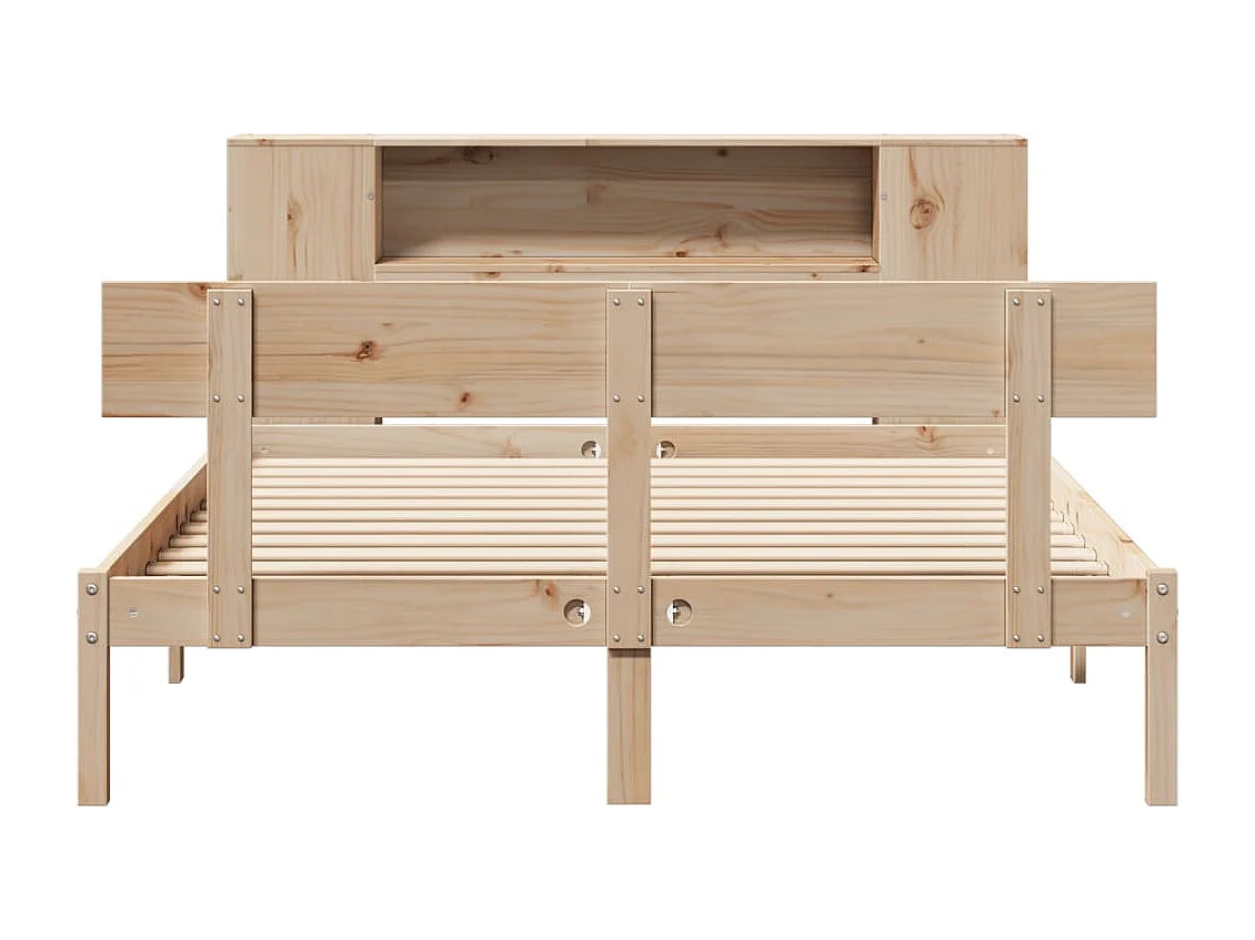 Cama con estantería sin colchón madera maciza de pino 150x200cm