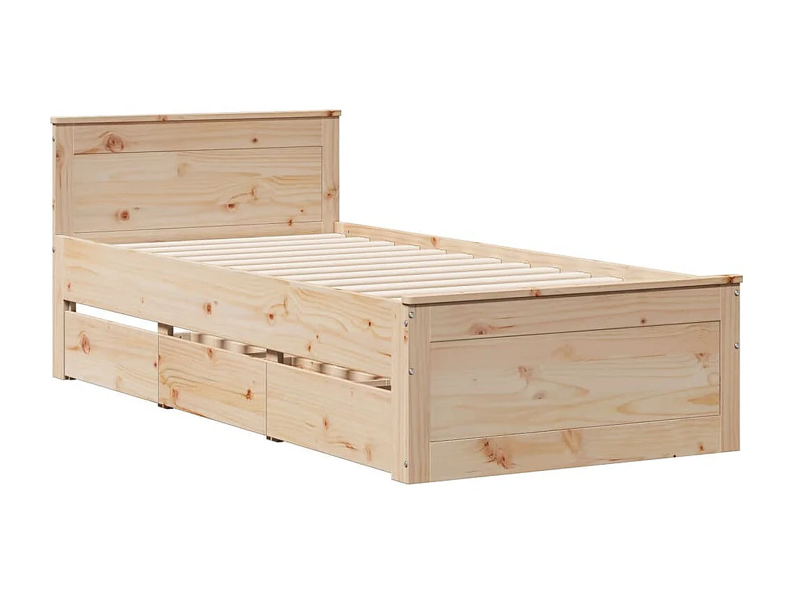 Cama con estantería sin colchón madera maciza de pino 100x200cm