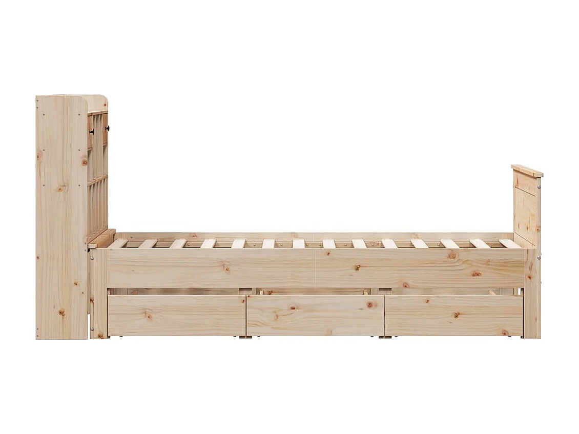Lit bibliothèque sans matelas 100x200 cm bois massif de pin